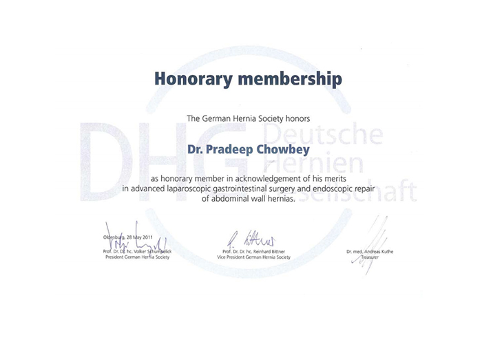 Honorary Membership By German Hernia Society At Oldenburg, Germany