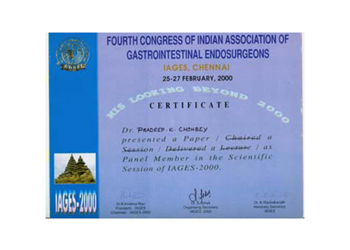 Founder Member, Trustee & Past President Of Indian Association Of Gastrointestinal Endosurgeons (IAGES)