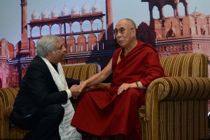 Dr. Pradeep Chowbey seeking blessings from Dalai Lama