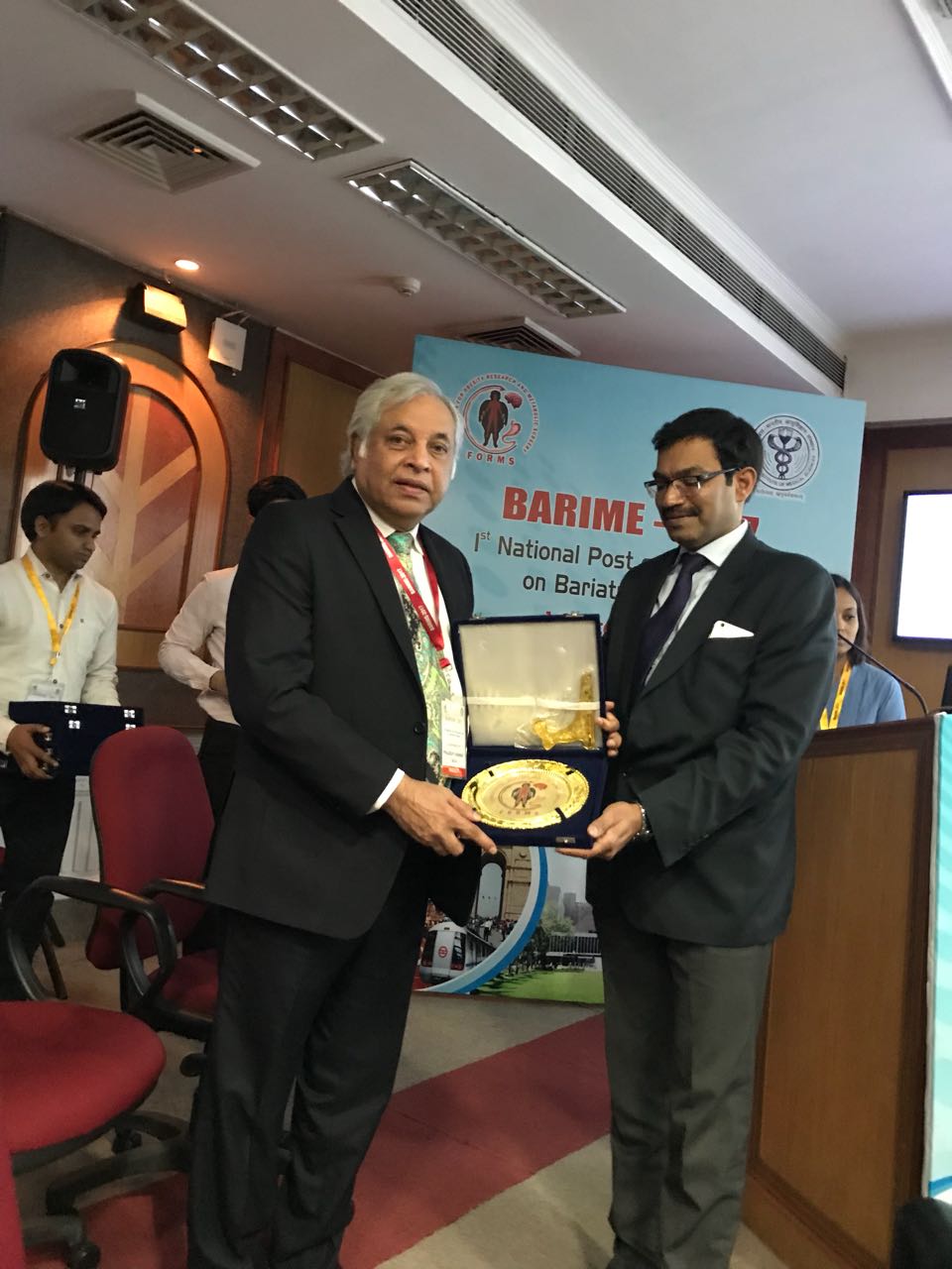 Award from Foundation For Obesity Research and Metabolic Surgery presented by Professor Sandeep Agarwal of AAIMS department of Surgery at BARIME 2017 in Delhi, India